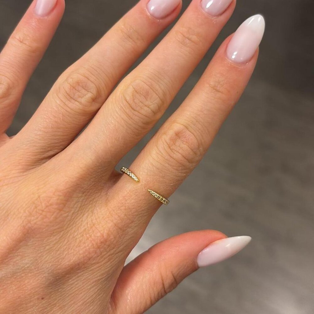 The Delilah gold plated sterling silver CZ studded ring open size 7